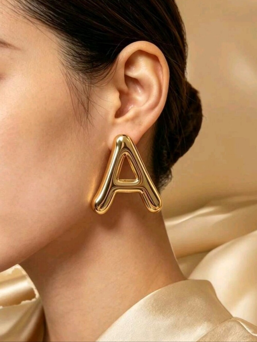 NEW! Oversized Gold Letter A Statement Post Earrings - Women Jewelry